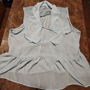 Elle Light Blue Sleeveless Blouse